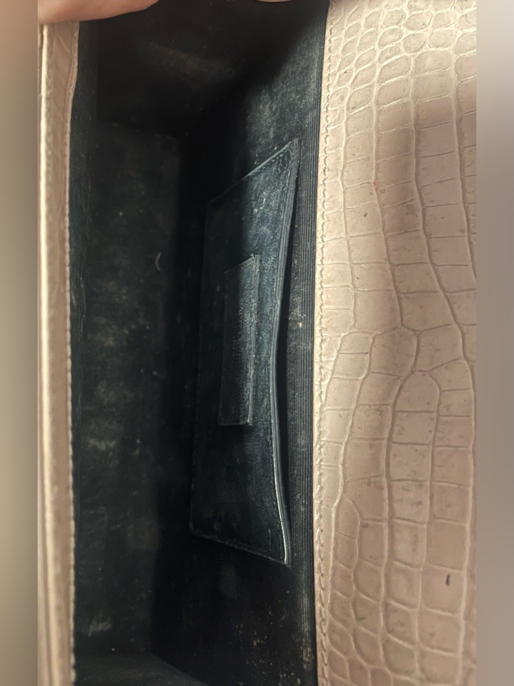 Saint Laurent Nude Croc-Embossed Crossbody Bag - Picture 11 of 15